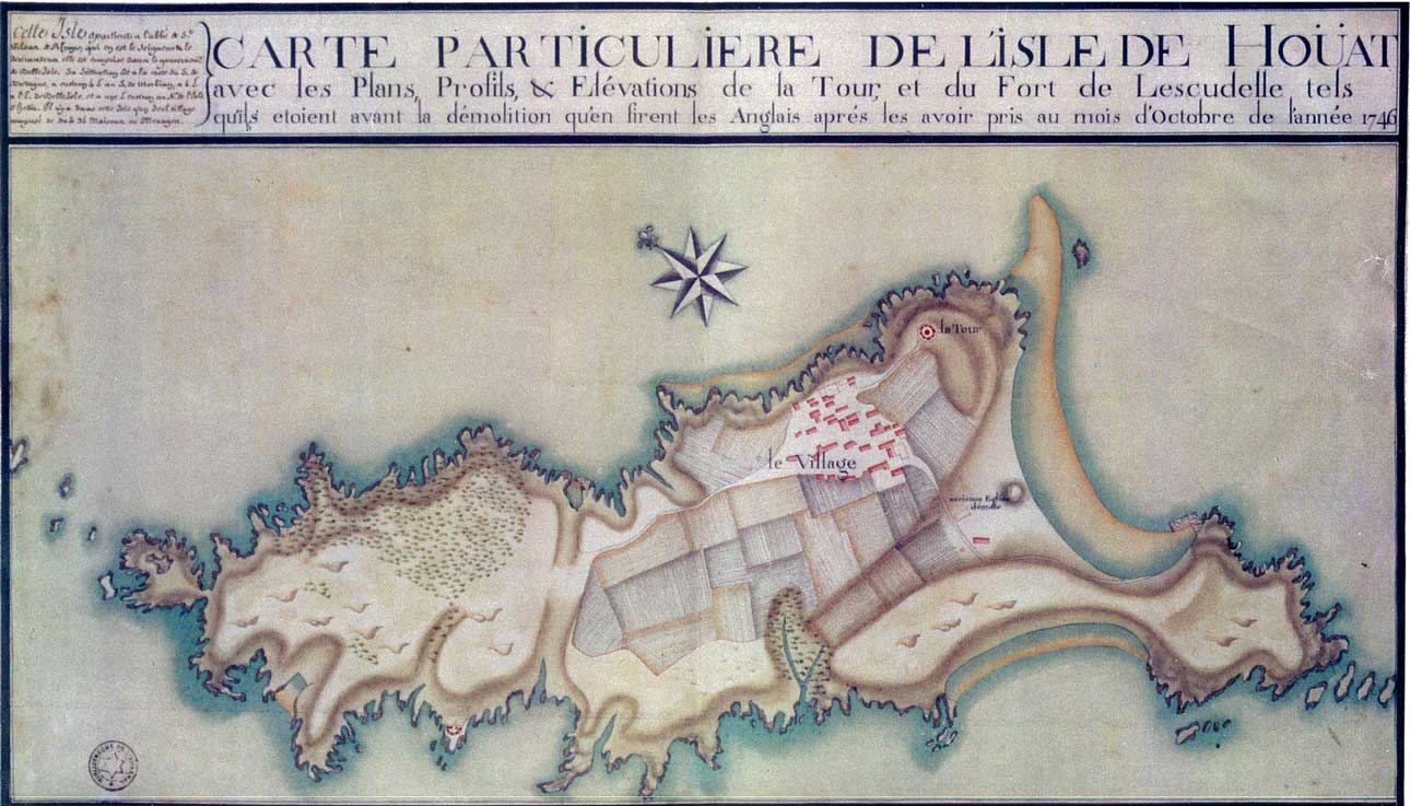Carte particulière de l'ile de Houat, fort de Lescudelle